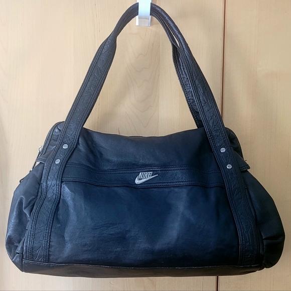 Nike Handbags - Rare Nike Black Leather Ladies Duffle Bag